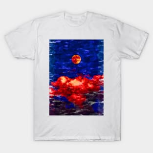 Super Bright Red Moon Cloudy Night. For Moon Lovers. T-Shirt